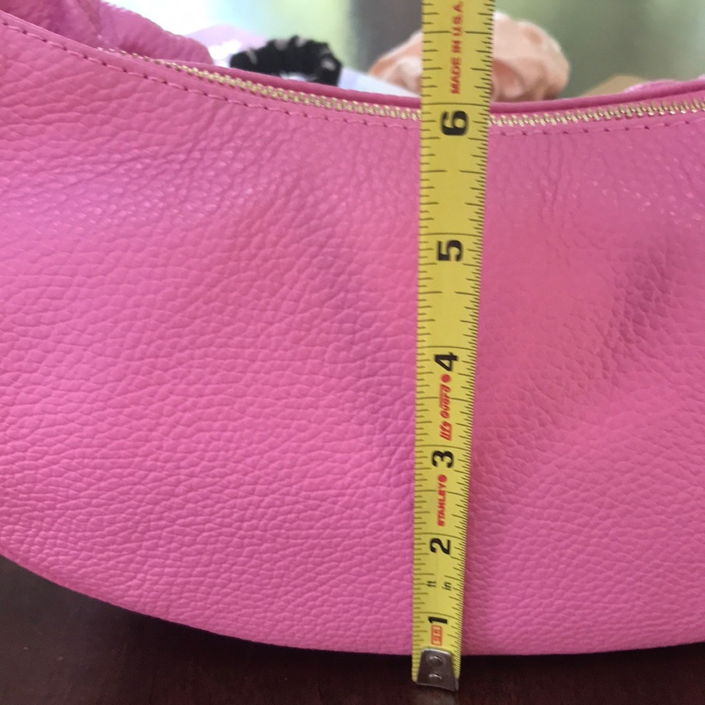Ultra Pink Italian Leather Crescent / Sling Shoulder Bag - Picture 7 of 12